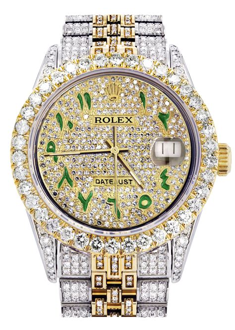 two rolexes with ice on it|rolex iced out watches.